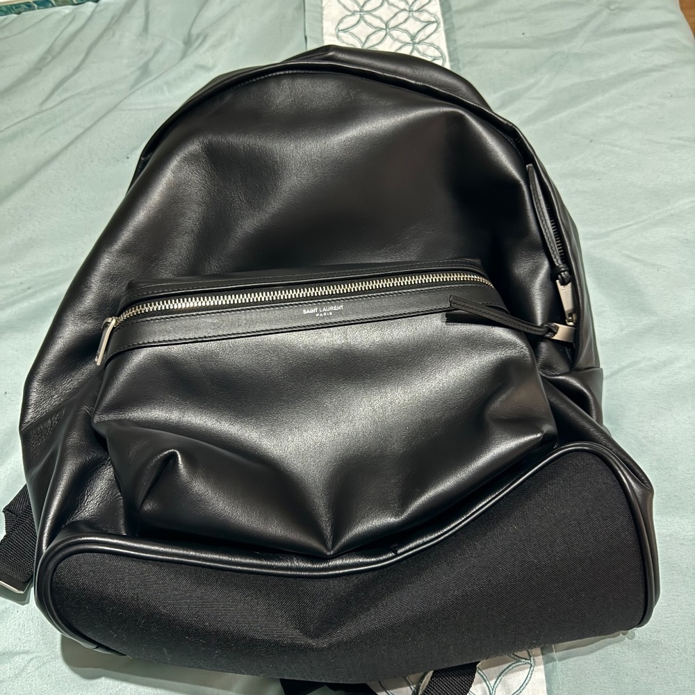 Saint Laurent City Backpack in Matte Black Leather